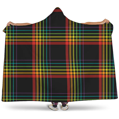 Rainbow Tartan Pattern Print Hooded Blanket