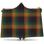 Rainbow Tartan Pattern Print Hooded Blanket