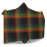 Rainbow Tartan Pattern Print Hooded Blanket