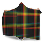 Rainbow Tartan Pattern Print Hooded Blanket