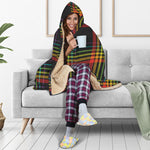 Rainbow Tartan Pattern Print Hooded Blanket