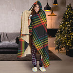 Rainbow Tartan Pattern Print Hooded Blanket