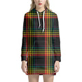 Rainbow Tartan Pattern Print Pullover Hoodie Dress