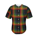Rainbow Tartan Pattern Print Men's Baseball Jersey