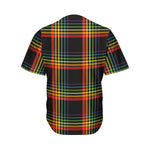 Rainbow Tartan Pattern Print Men's Baseball Jersey