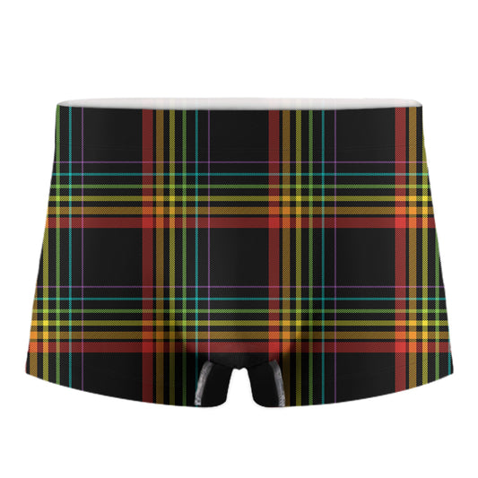 Rainbow Tartan Pattern Print Men's Boxer Briefs