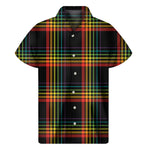 Rainbow Tartan Pattern Print Men's Short Sleeve Shirt