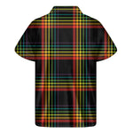 Rainbow Tartan Pattern Print Men's Short Sleeve Shirt