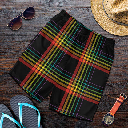 Rainbow Tartan Pattern Print Men's Shorts