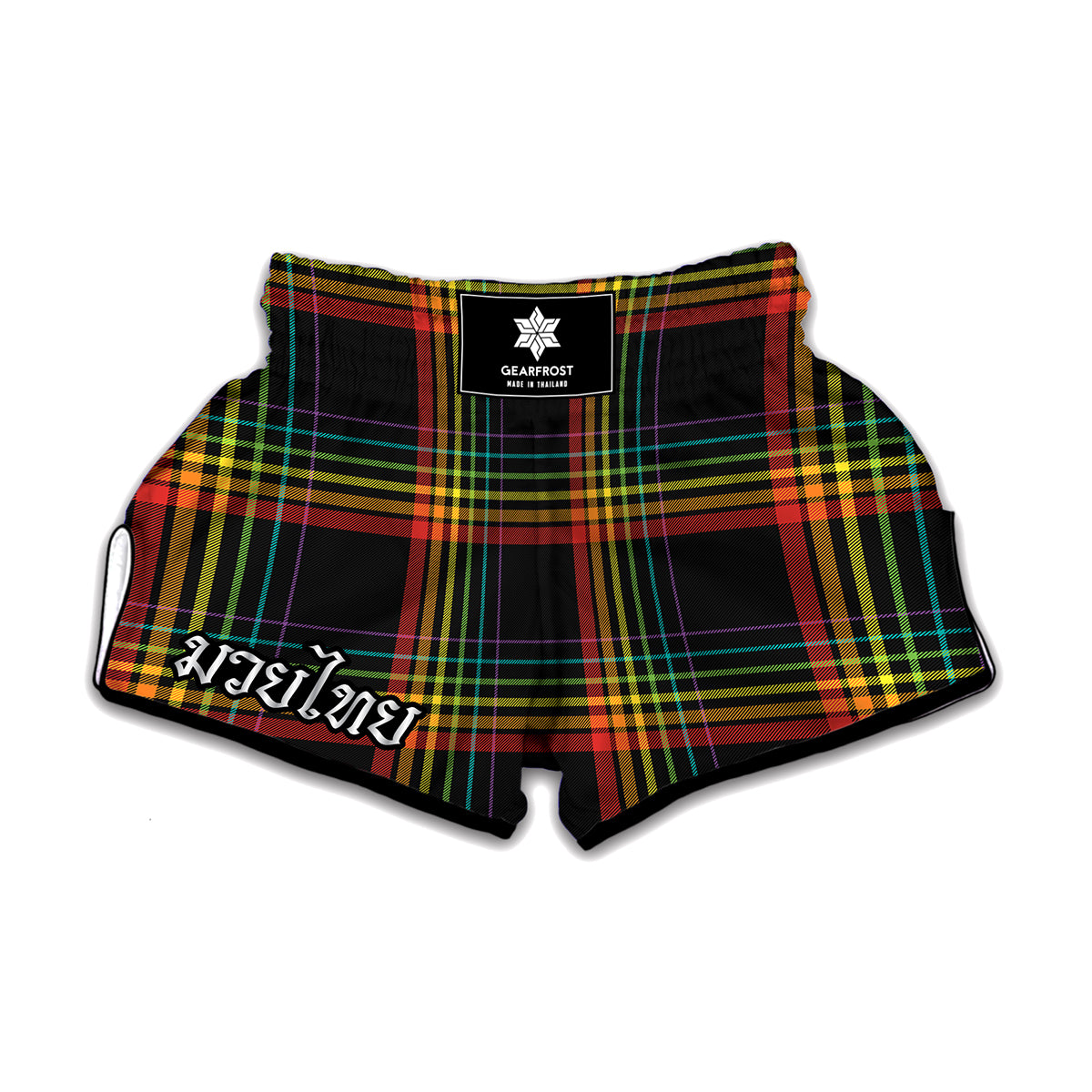Rainbow Tartan Pattern Print Muay Thai Boxing Shorts