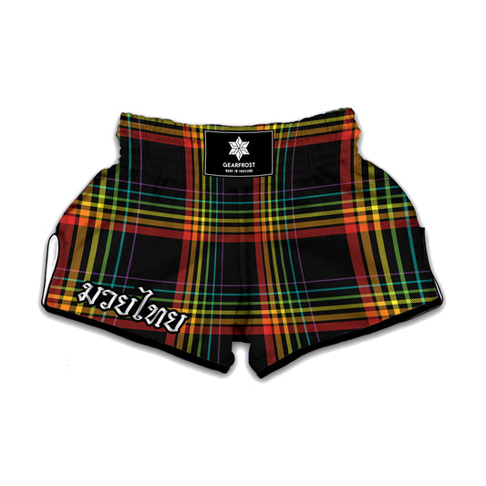 Rainbow Tartan Pattern Print Muay Thai Boxing Shorts