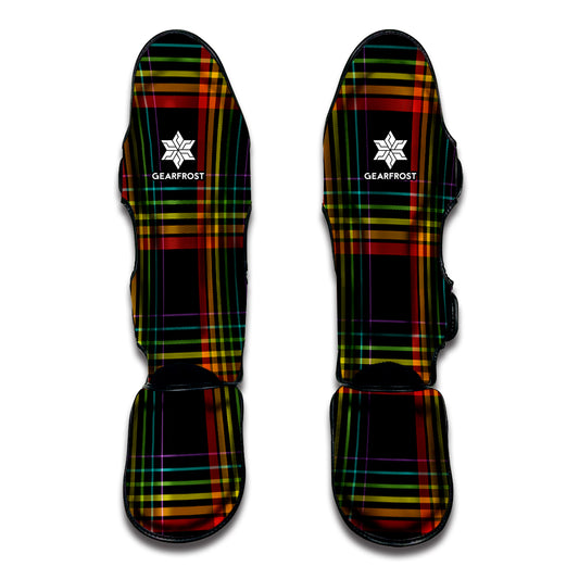 Rainbow Tartan Pattern Print Muay Thai Shin Guard