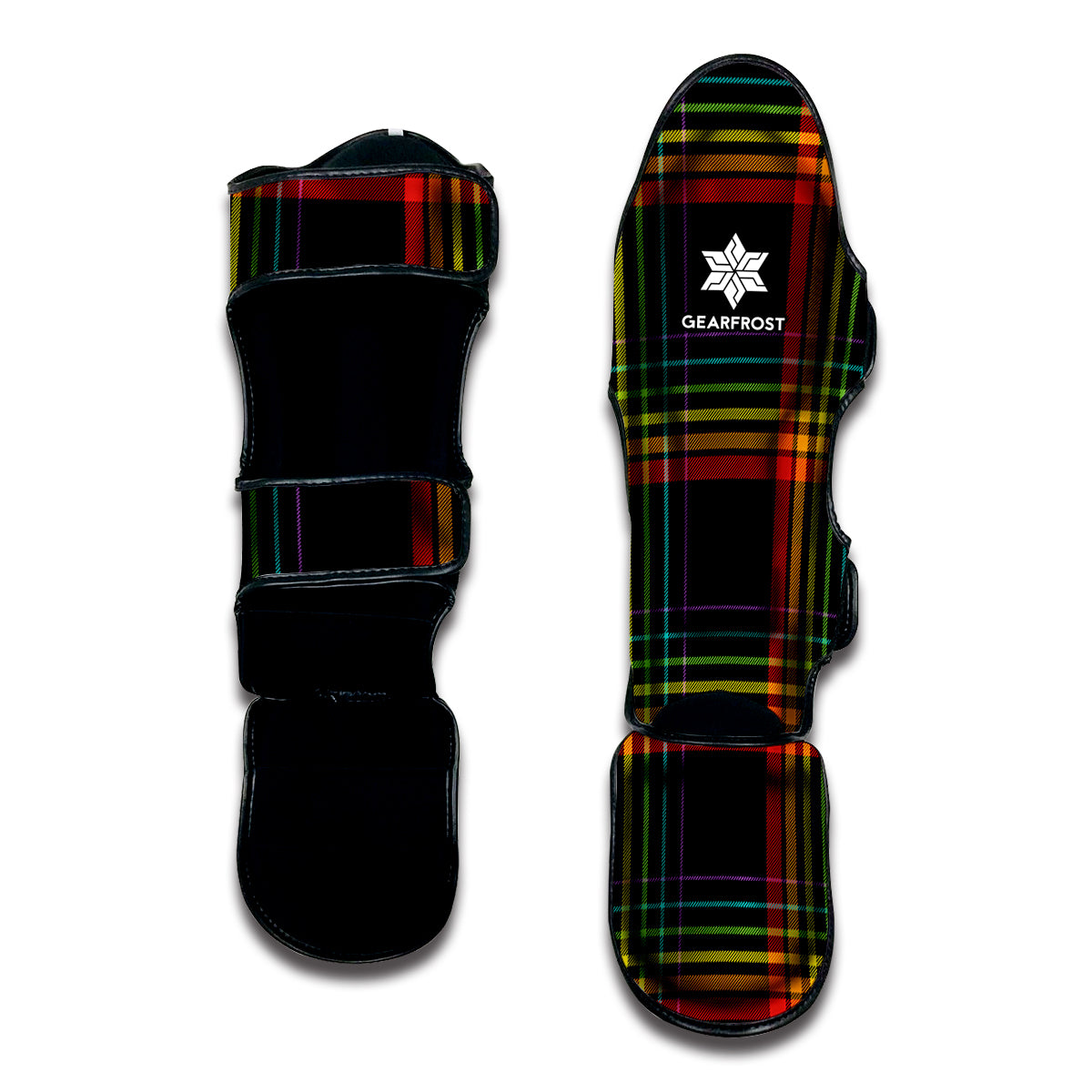 Rainbow Tartan Pattern Print Muay Thai Shin Guard