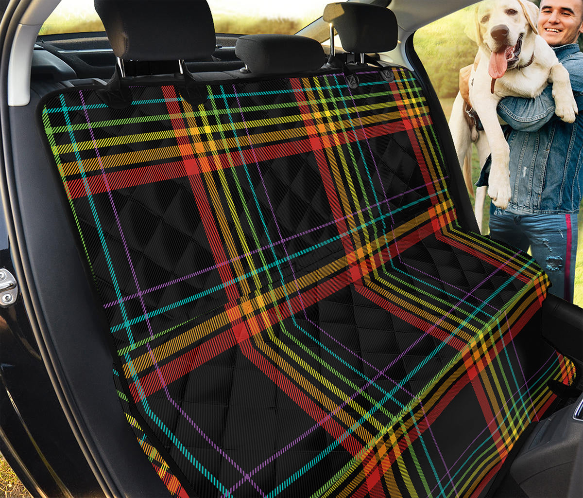 Rainbow Tartan Pattern Print Pet Car Back Seat Cover