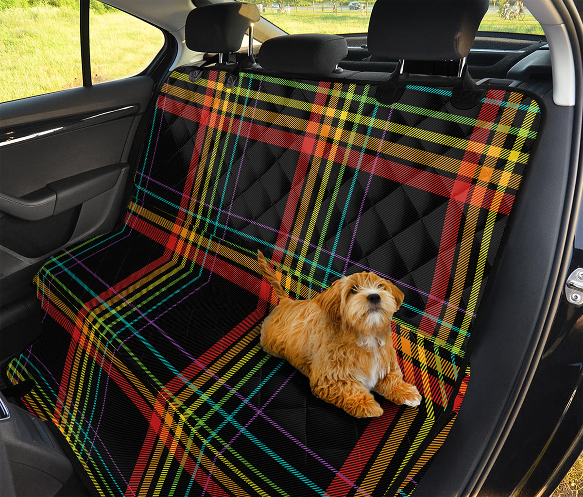 Rainbow Tartan Pattern Print Pet Car Back Seat Cover