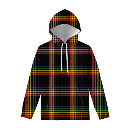 Rainbow Tartan Pattern Print Pullover Hoodie