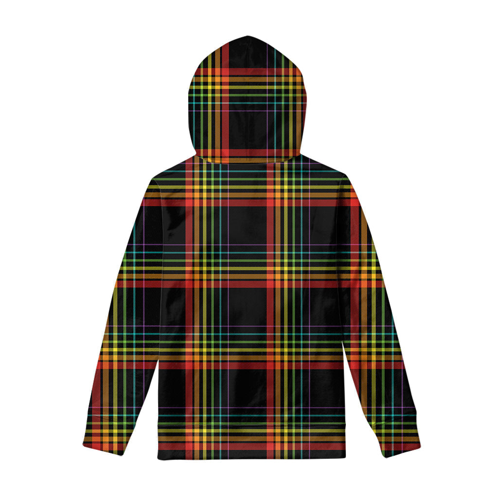 Rainbow Tartan Pattern Print Pullover Hoodie