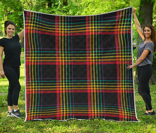 Rainbow Tartan Pattern Print Quilt