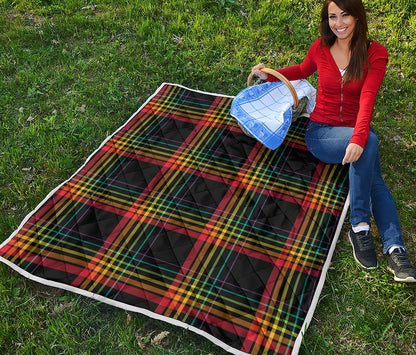 Rainbow Tartan Pattern Print Quilt