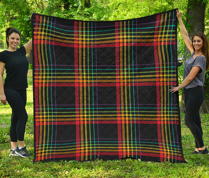Rainbow Tartan Pattern Print Quilt
