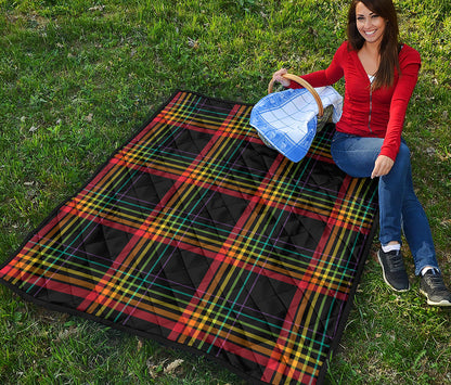 Rainbow Tartan Pattern Print Quilt