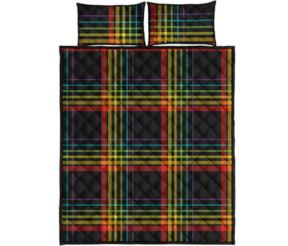 Rainbow Tartan Pattern Print Quilt Bed Set
