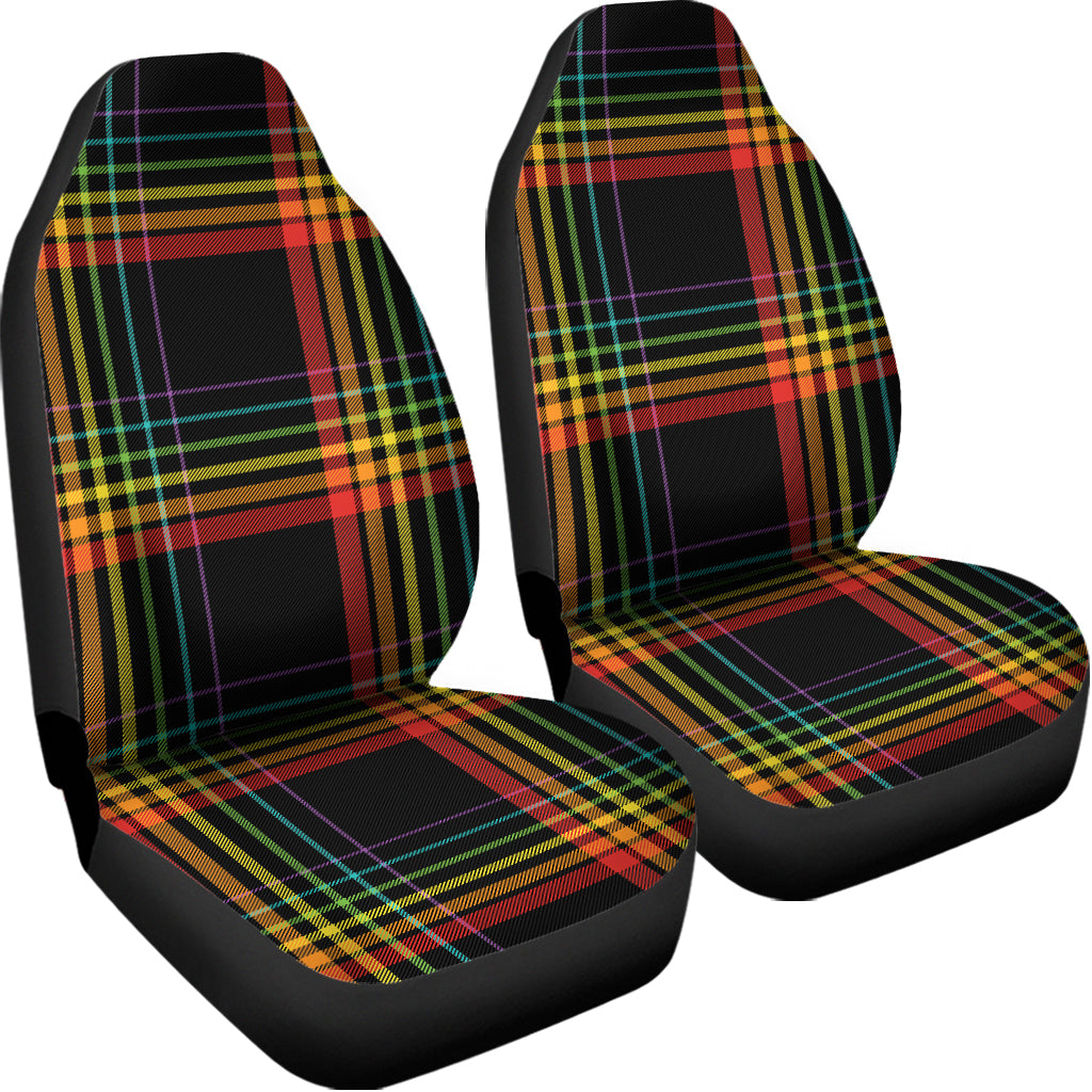 Rainbow Tartan Pattern Print Universal Fit Car Seat Covers