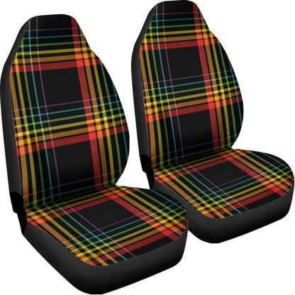 Rainbow Tartan Pattern Print Universal Fit Car Seat Covers