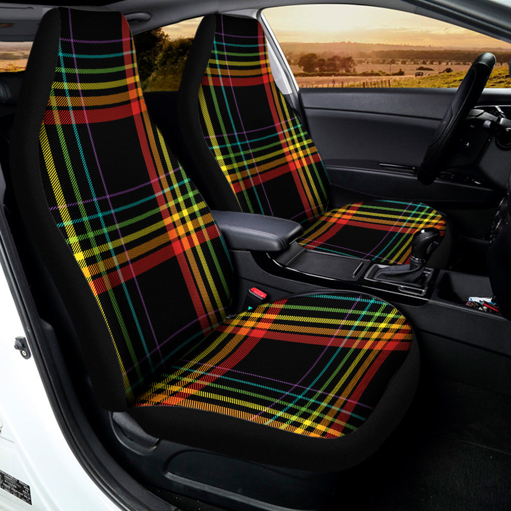 Rainbow Tartan Pattern Print Universal Fit Car Seat Covers