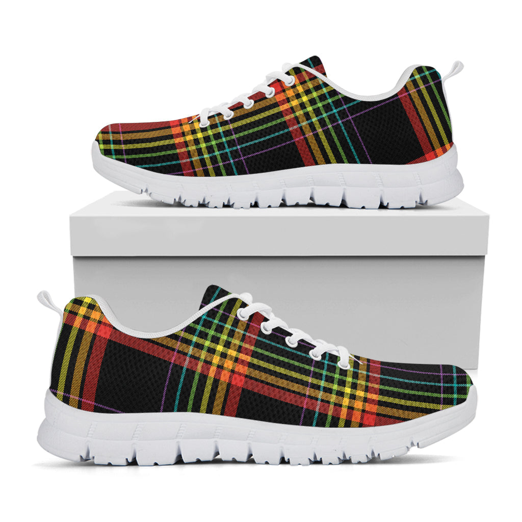 Rainbow Tartan Pattern Print White Sneakers