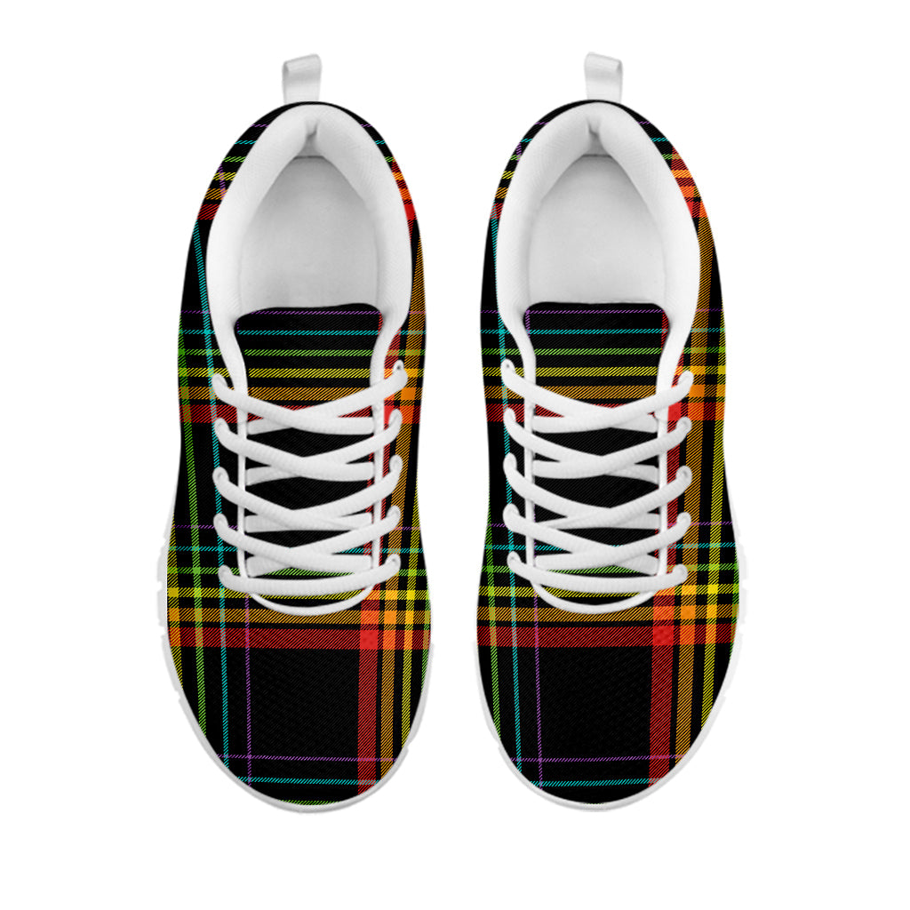 Rainbow Tartan Pattern Print White Sneakers