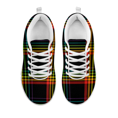 Rainbow Tartan Pattern Print White Sneakers