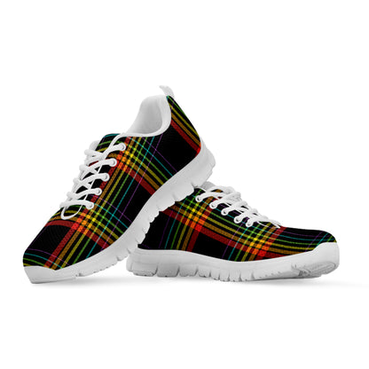 Rainbow Tartan Pattern Print White Sneakers