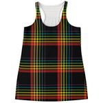 Rainbow Tartan Pattern Print Women's Racerback Tank Top