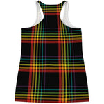 Rainbow Tartan Pattern Print Women's Racerback Tank Top