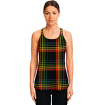 Rainbow Tartan Pattern Print Women's Racerback Tank Top