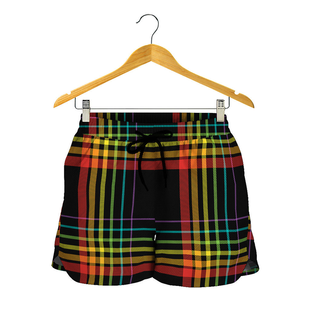 Rainbow Tartan Pattern Print Women's Shorts
