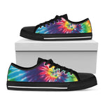 Rainbow Tie Dye Print Black Low Top Shoes 