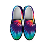Rainbow Tie Dye Print Black Slip On Shoes