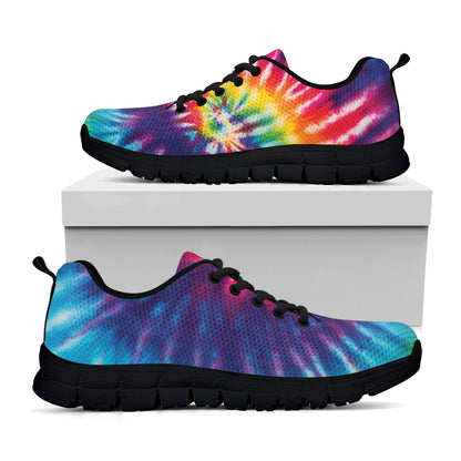 Rainbow Tie Dye Print Black Sneakers