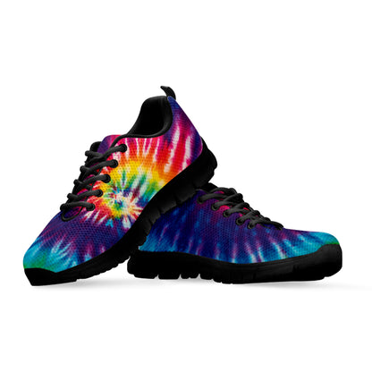 Rainbow Tie Dye Print Black Sneakers