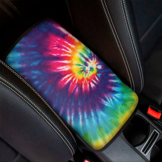 Rainbow Tie Dye Print Car Center Console Cover