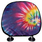 Rainbow Tie Dye Print Car Headrest Covers