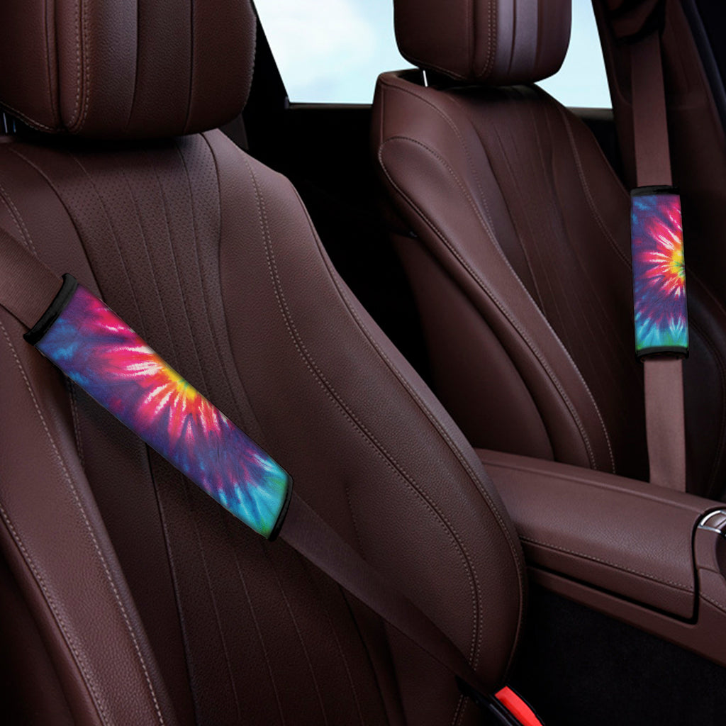 Rainbow Tie Dye Print Car Seat Belt Covers