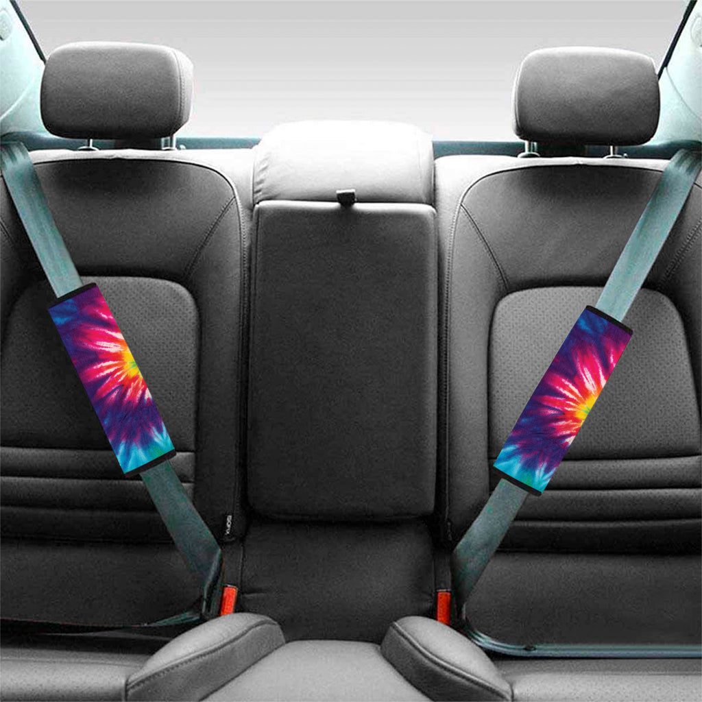 Rainbow Tie Dye Print Car Seat Belt Covers