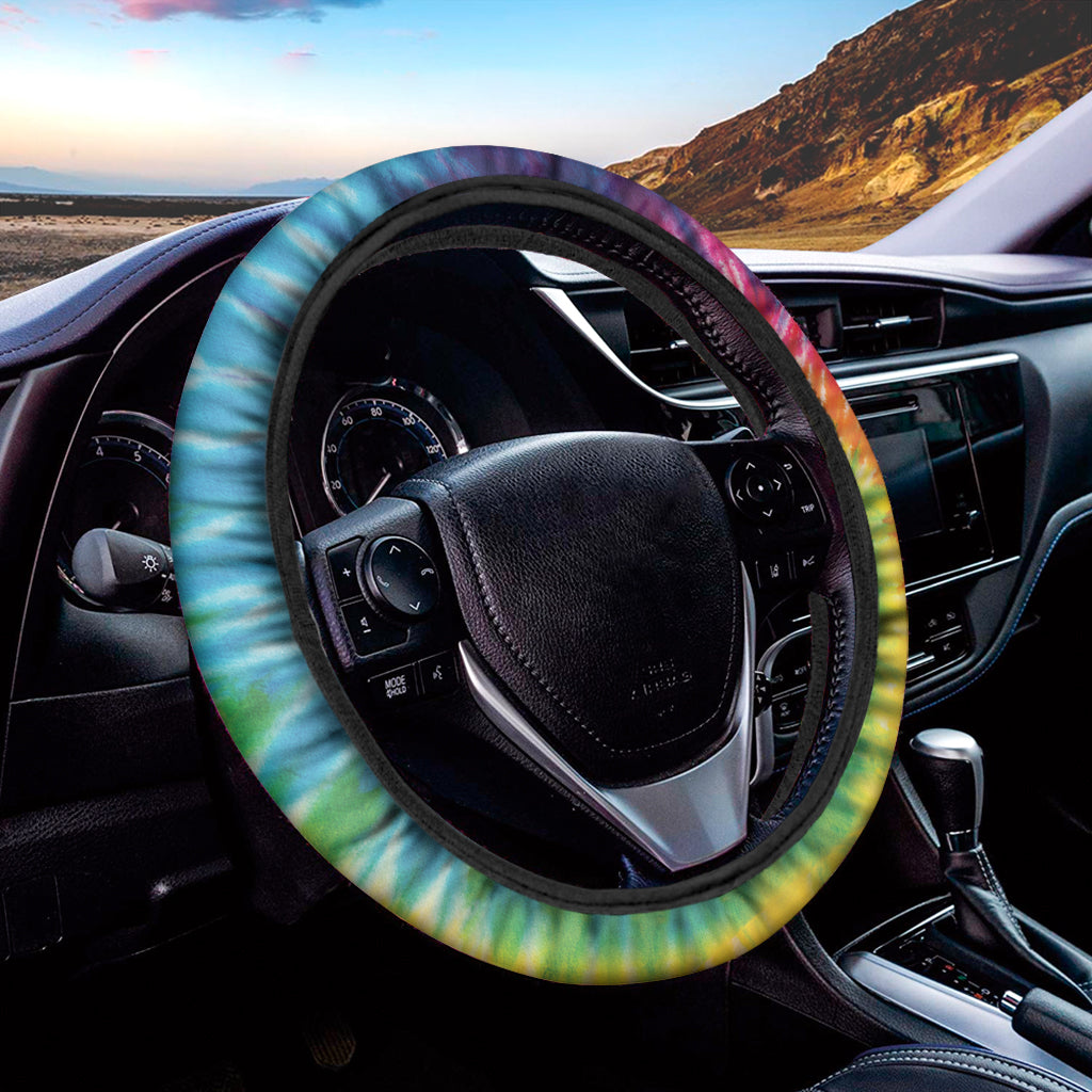 Rainbow Tie Dye Print Car Steering Wheel Cover