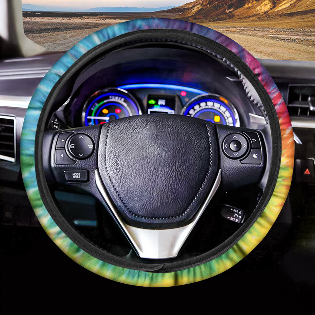 Rainbow Tie Dye Print Car Steering Wheel Cover