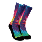 Rainbow Tie Dye Print Crew Socks