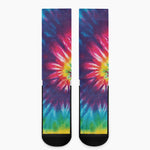 Rainbow Tie Dye Print Crew Socks