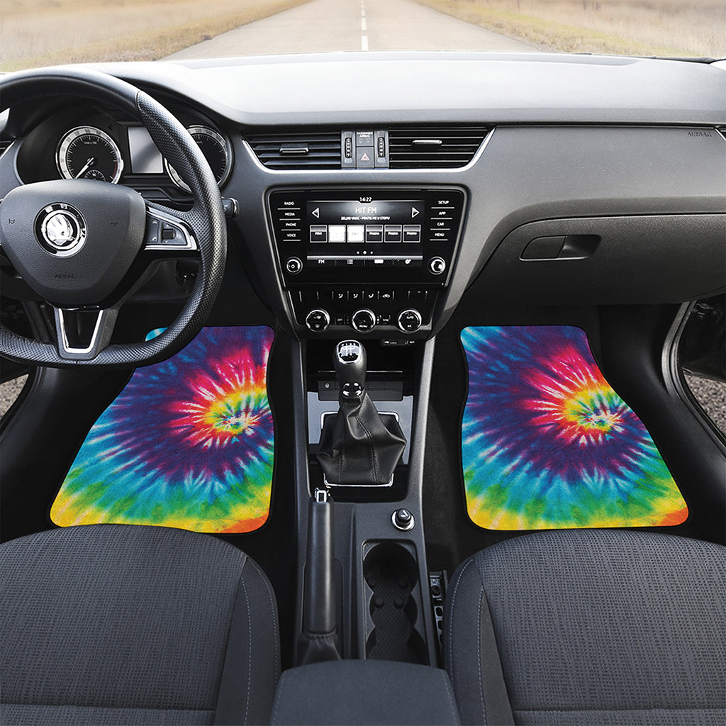 Rainbow Tie Dye Print Front and Back Car Floor Mats
